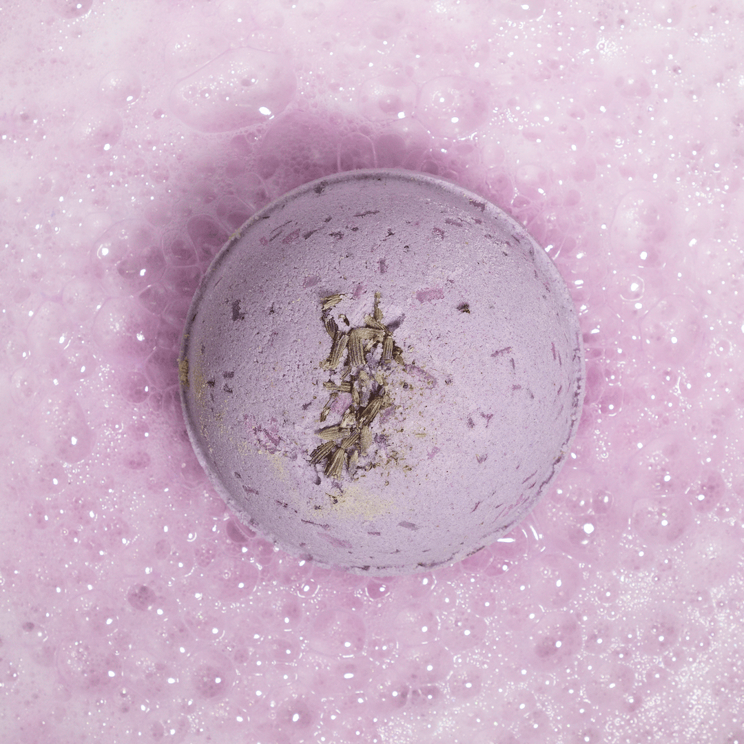 lavender blossom bath bombs in water